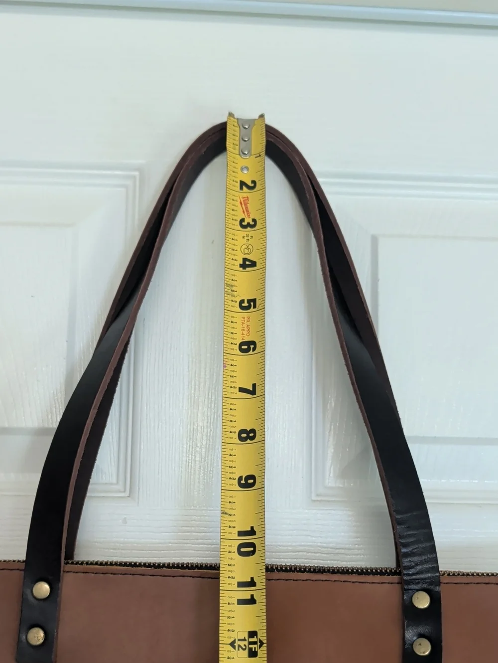 Portland Leather Goods Large Leather Zip Tote Bag Cognac Brown
